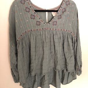 Teal long sleeve blouse